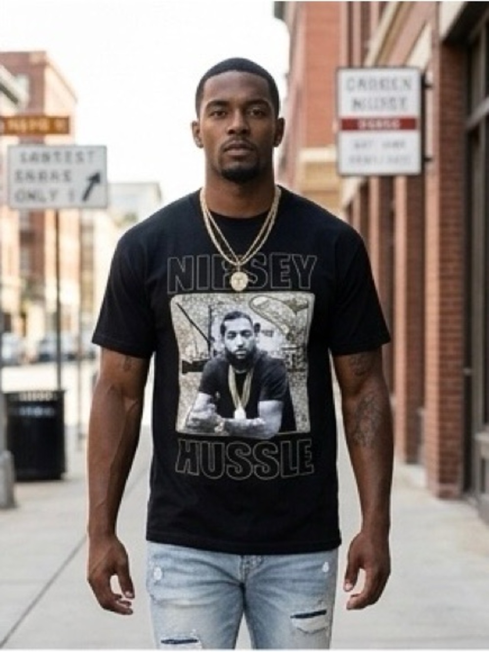 Nipsey Hussle Black Graphic Tee - Short Sleeve Men's Shirt